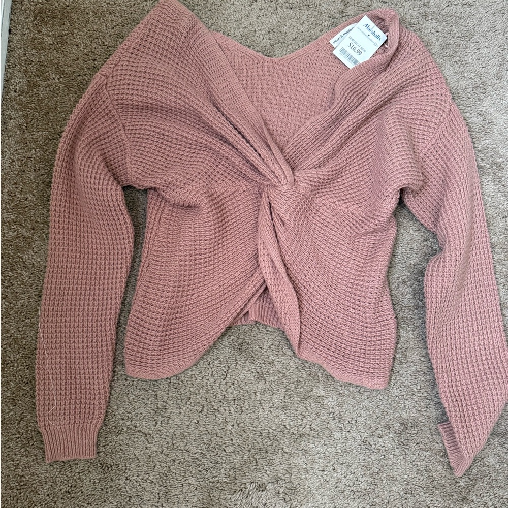 Women's Pink Twist Front Sweater